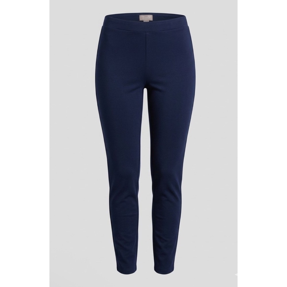 Chicos Fabulously Slimming Navy Blue Pull On Slim Leg Pants Size 2 Medium Large